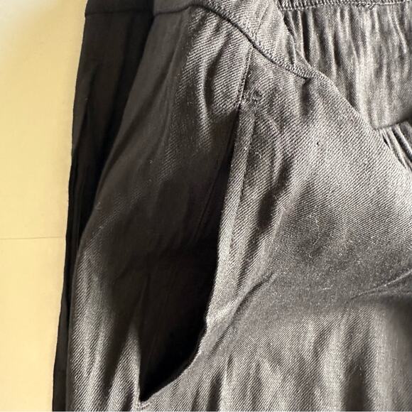Susan Graver Trouser Pants Linen Lace Crop Pull On Black 28W Classic Resort - Picture 3 of 10